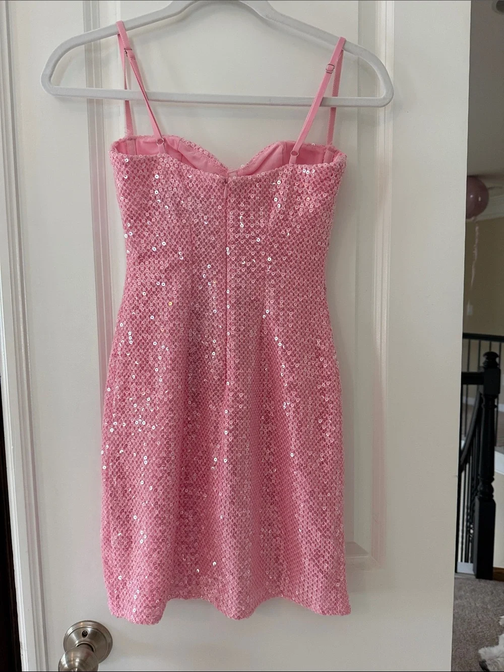 White Fox Boutique Pink Sequin Mini Dress - Picture 3 of 3